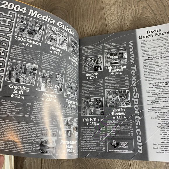 2004 Texas Longhorns Baseball Media Guide UT University Of Texas Longhorns - Picture 4 of 8